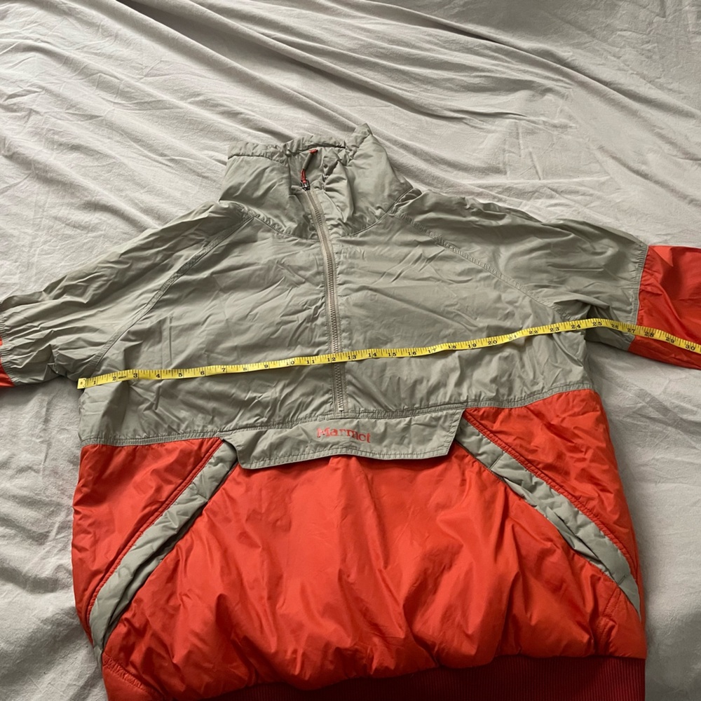 Marmot windbreaker orange and white with large front pouch